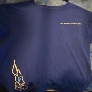 Blue chrome heart space tee